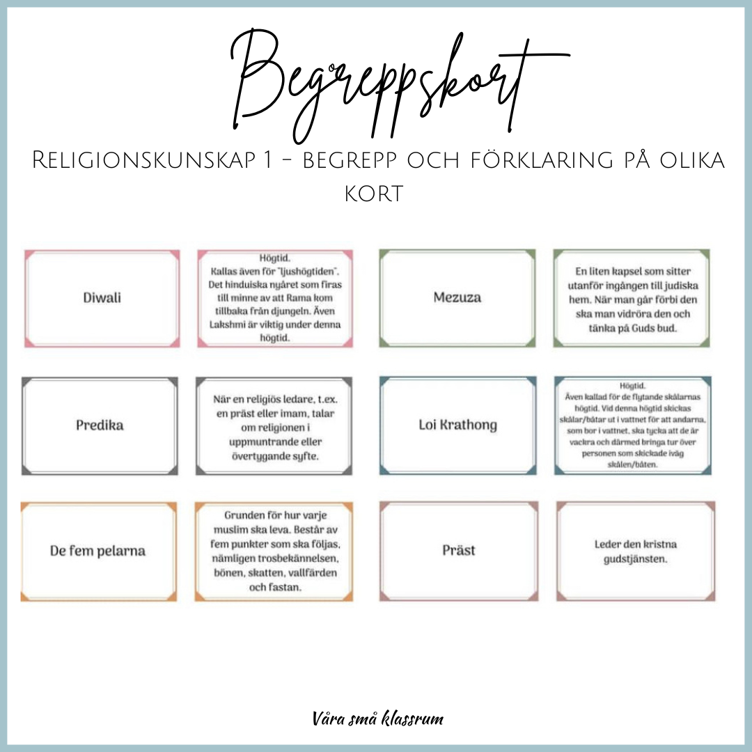 Begreppskort - Religionskunskap 1