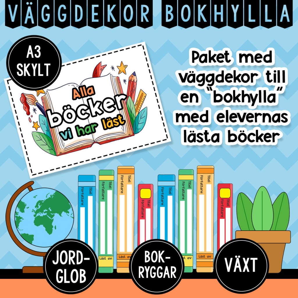 Paket: Väggdekor ”Bokhylla” (till elevernas lästa böcker)