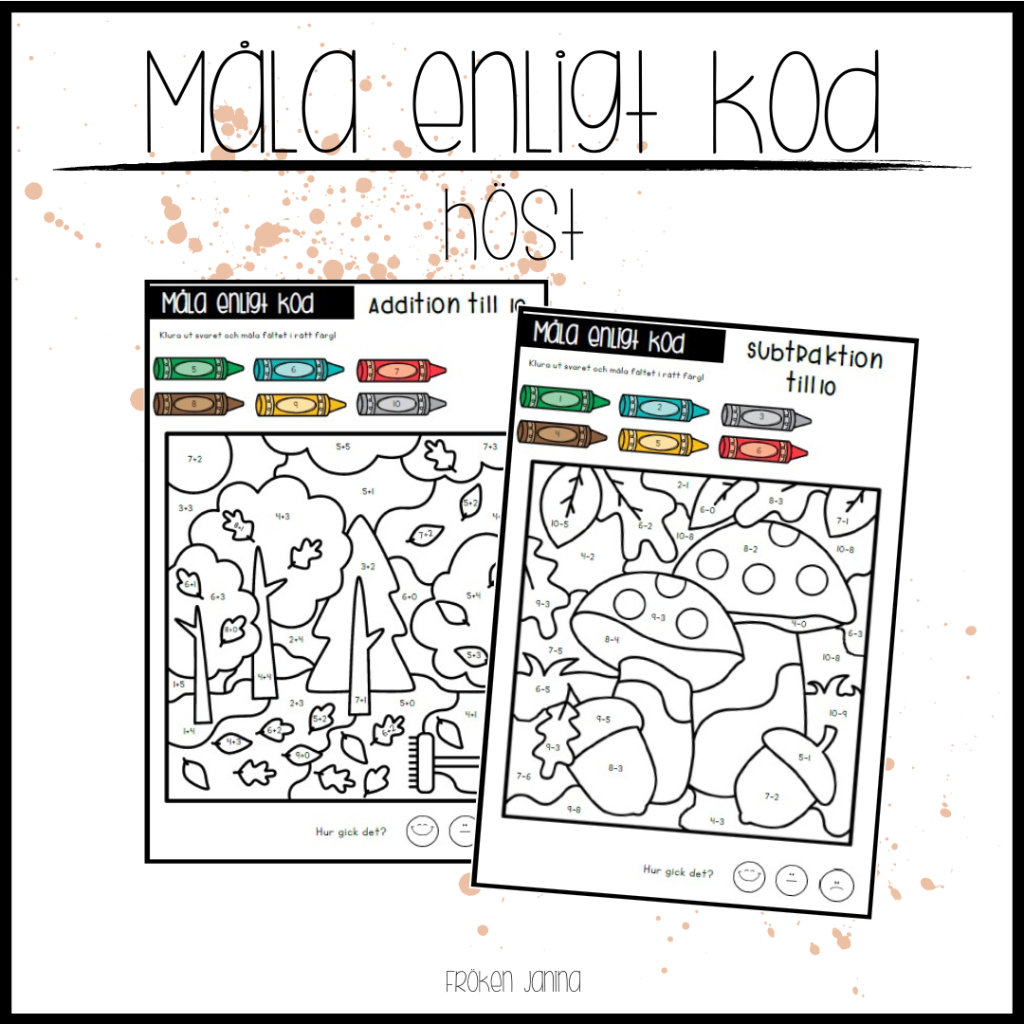 Måla enligt kod: höst (talområde 0-20)