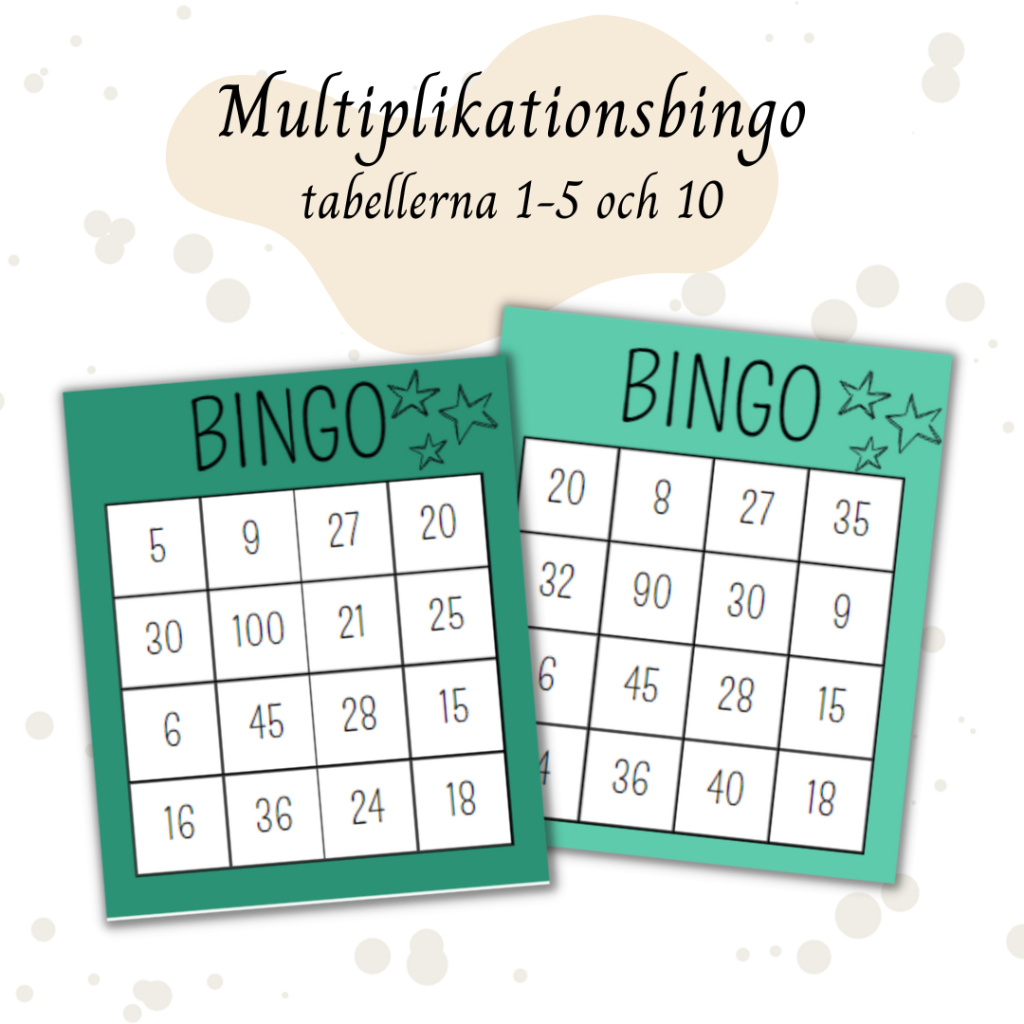 Multiplikationsbingo tabellerna 1-5 och 10