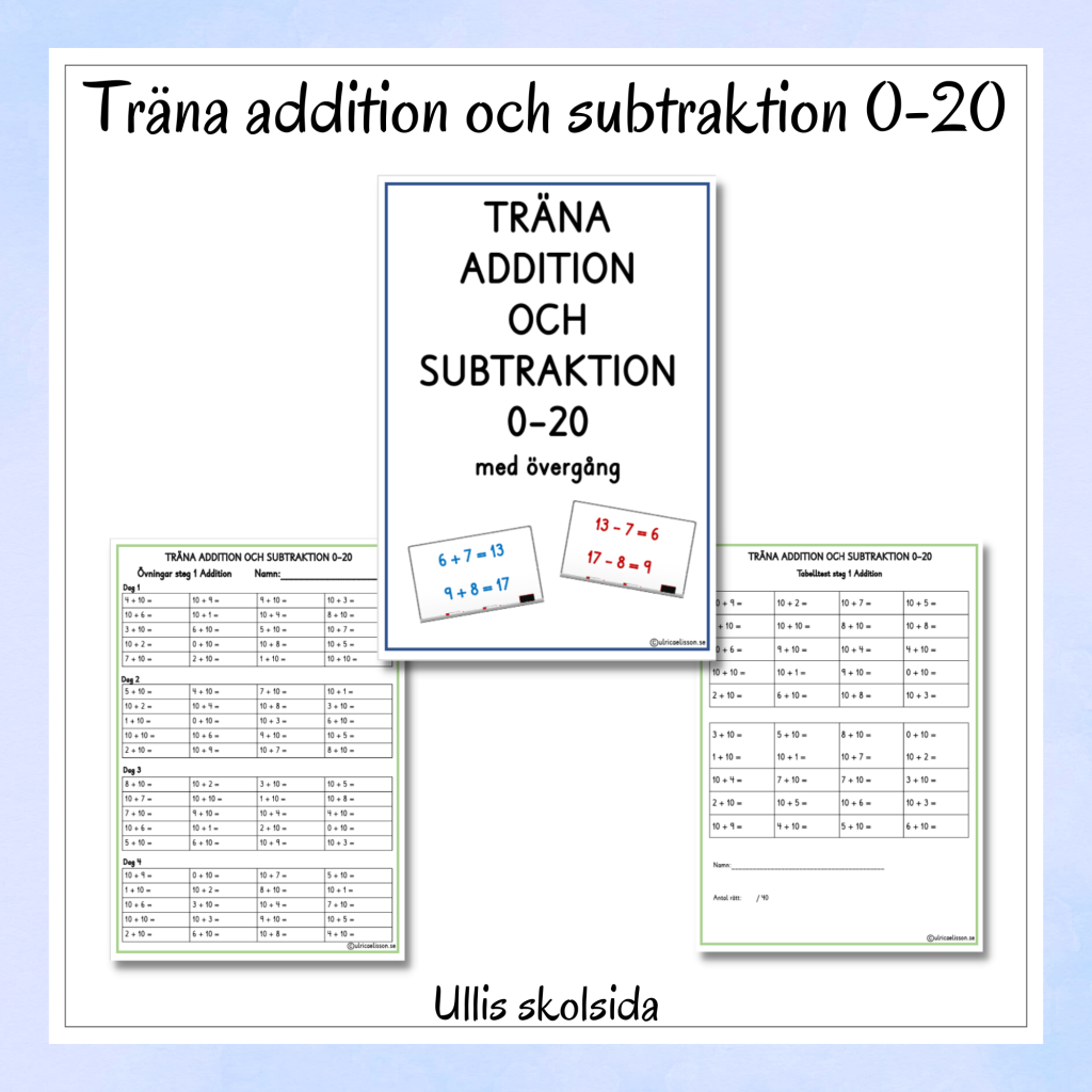 Träna addition och subtraktion 0-20 med tiotalsövergång