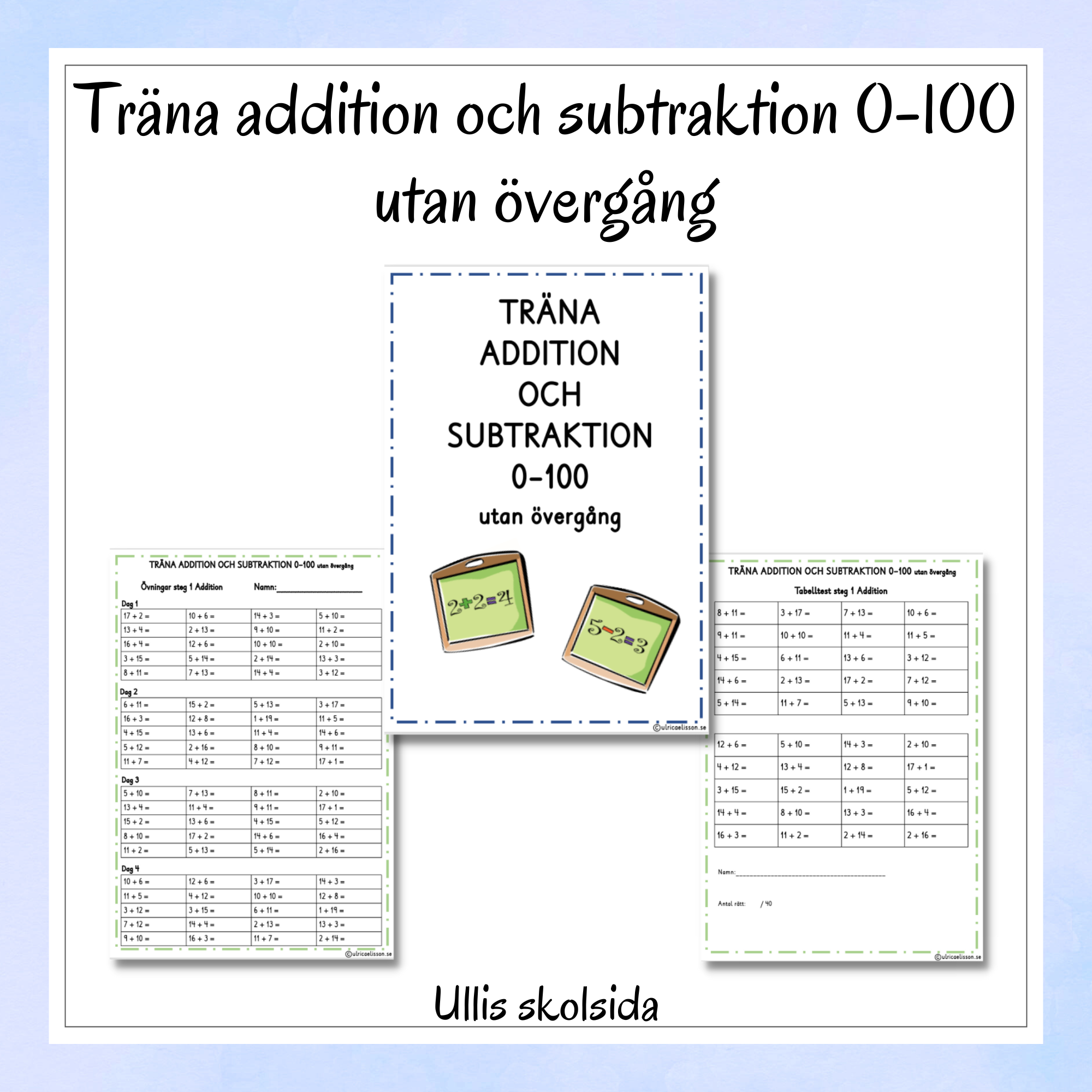 Träna addition och subtraktion 0-100 utan tiotalsövergång