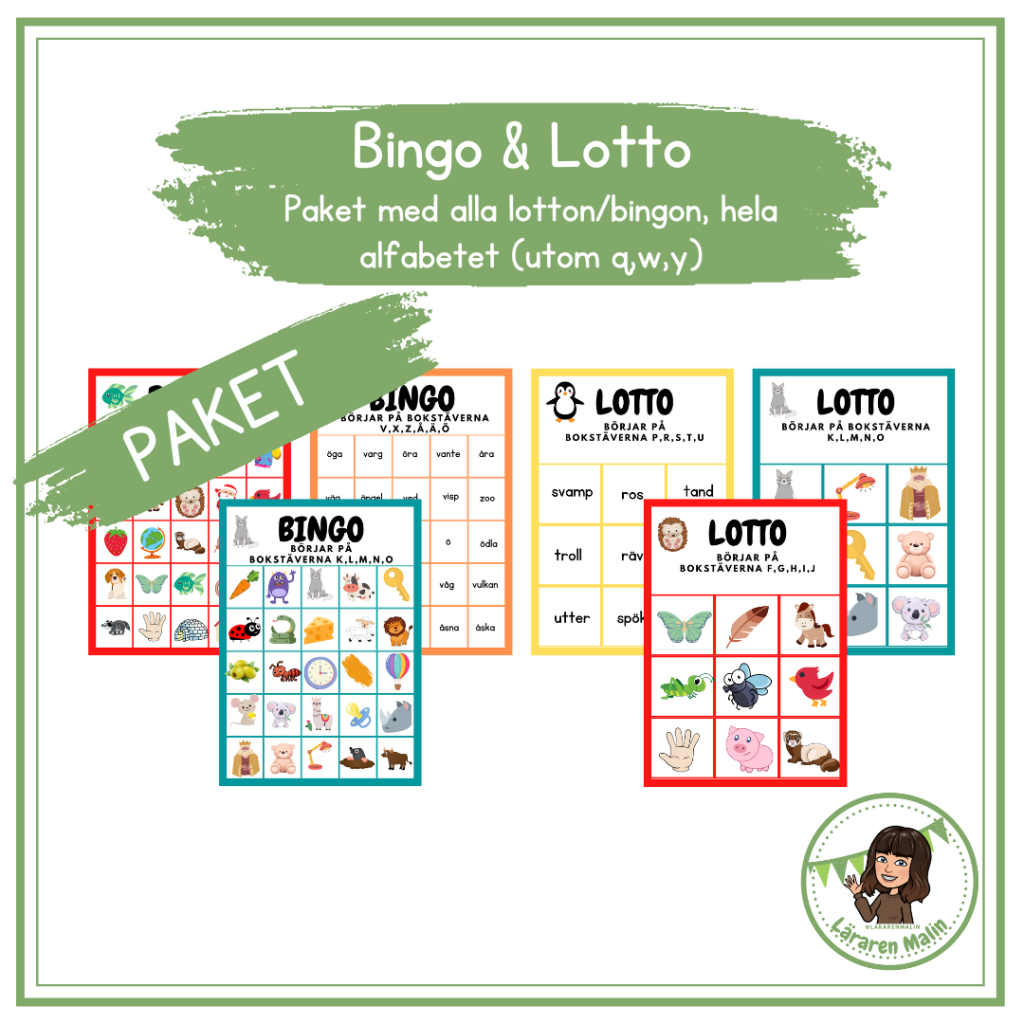 PAKET- Lässpel- Bingo & Lotto med alla bokstäverna (utom qwy)