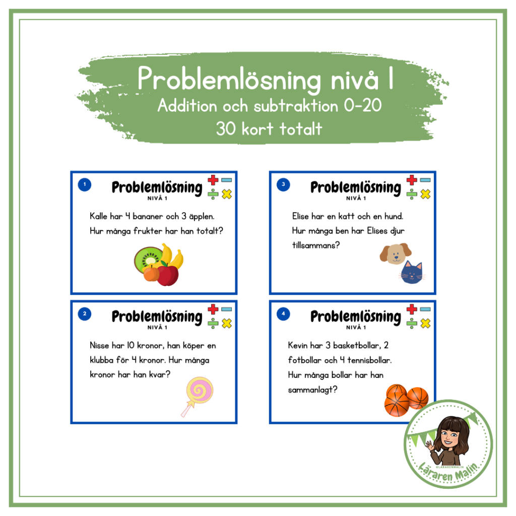 Problemlösning nivå 1 (addition och subtraktion 0-20)