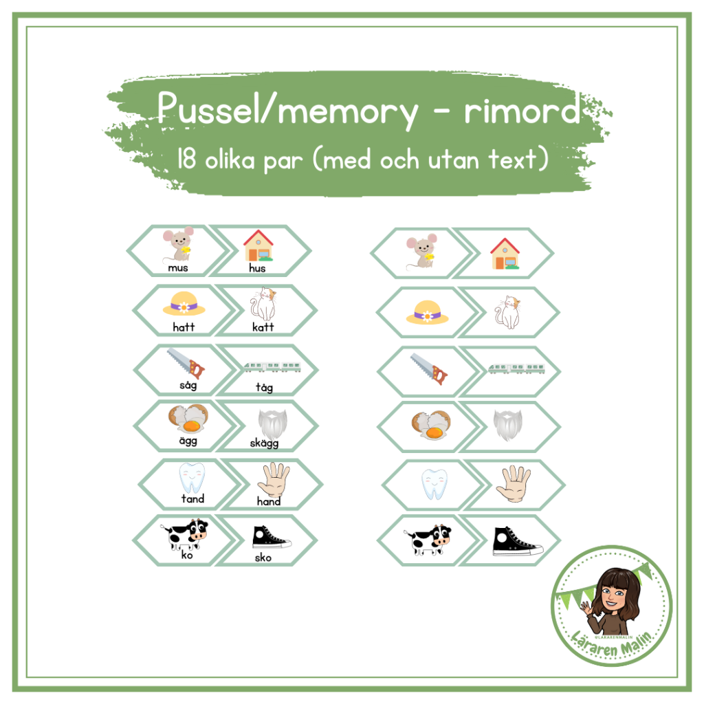 Pussel/memory/hör vi ihop med rimord
