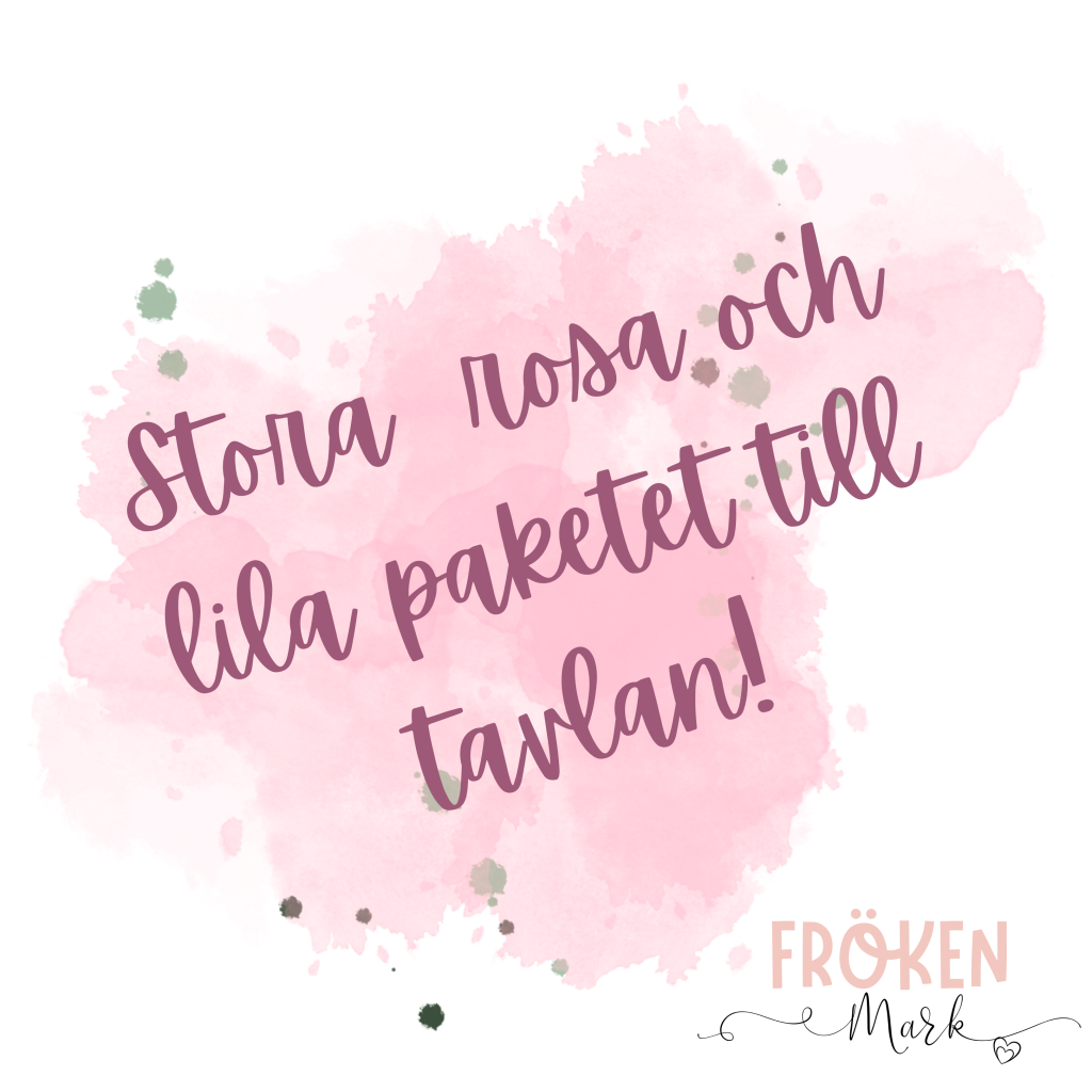 Stora rosa och lila paketet till tavlan!