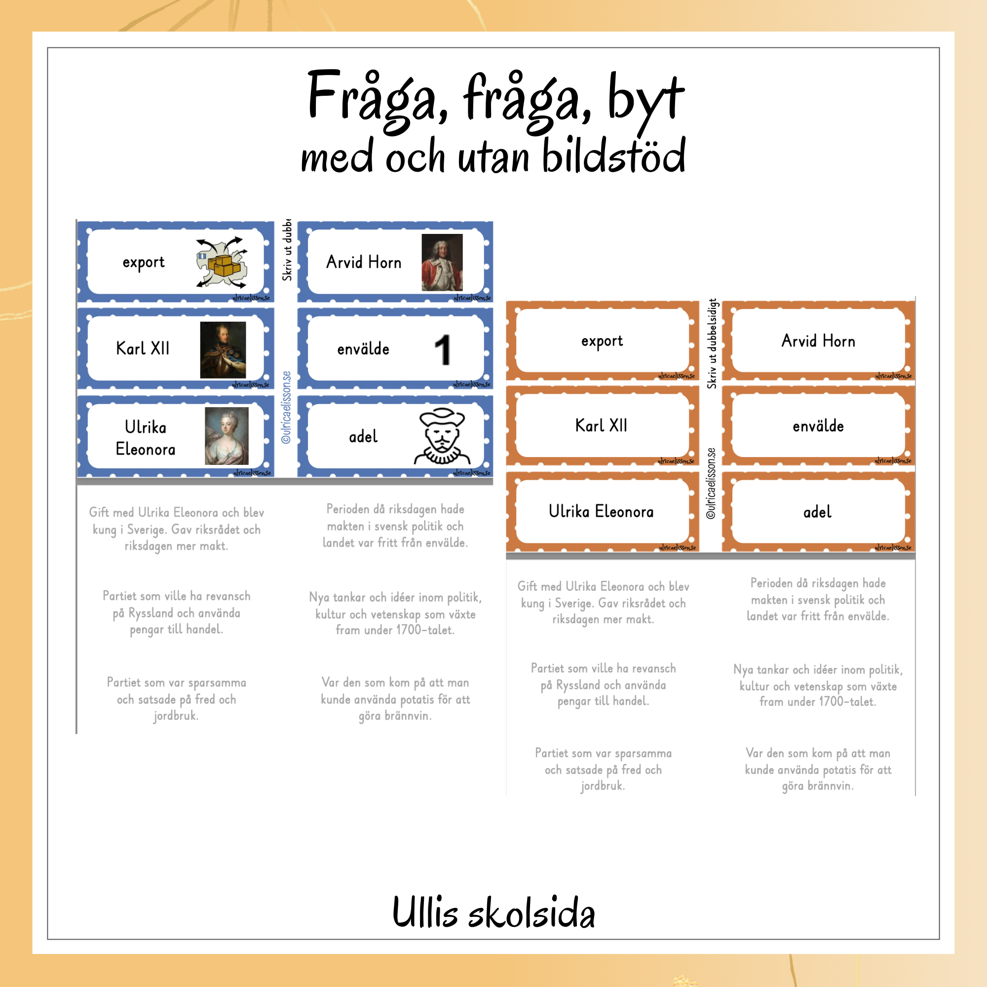 Frihetstiden paket med material