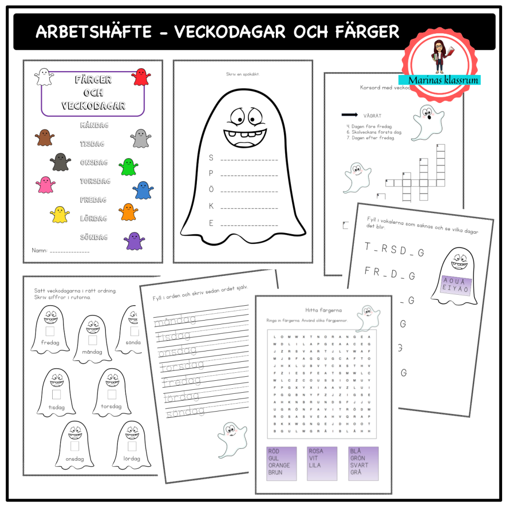Arbetshäfte – veckodagarna och färgerna