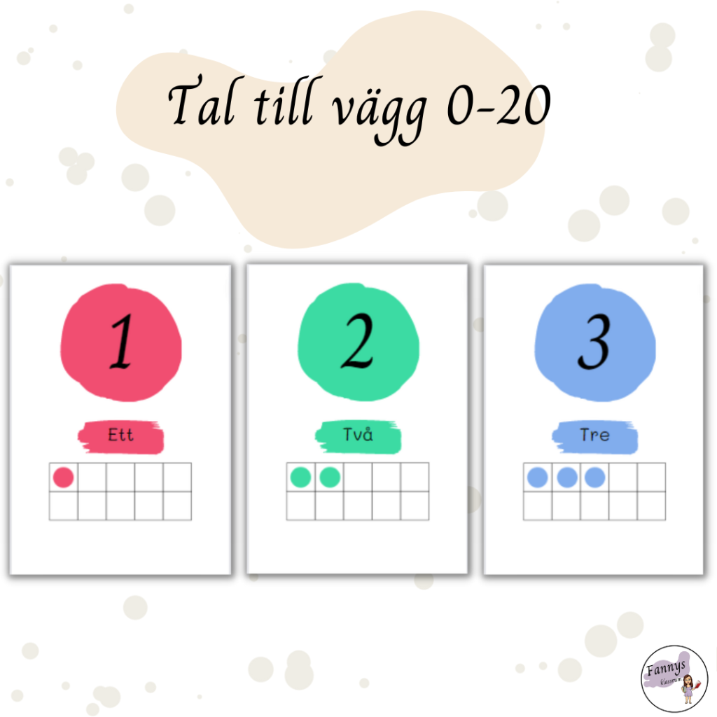 Tal till vägg 0-20 blandade färger