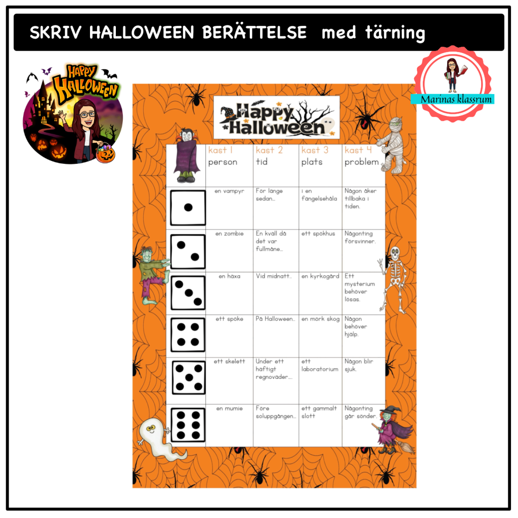 Skriv berättelse med en tärning – Halloween