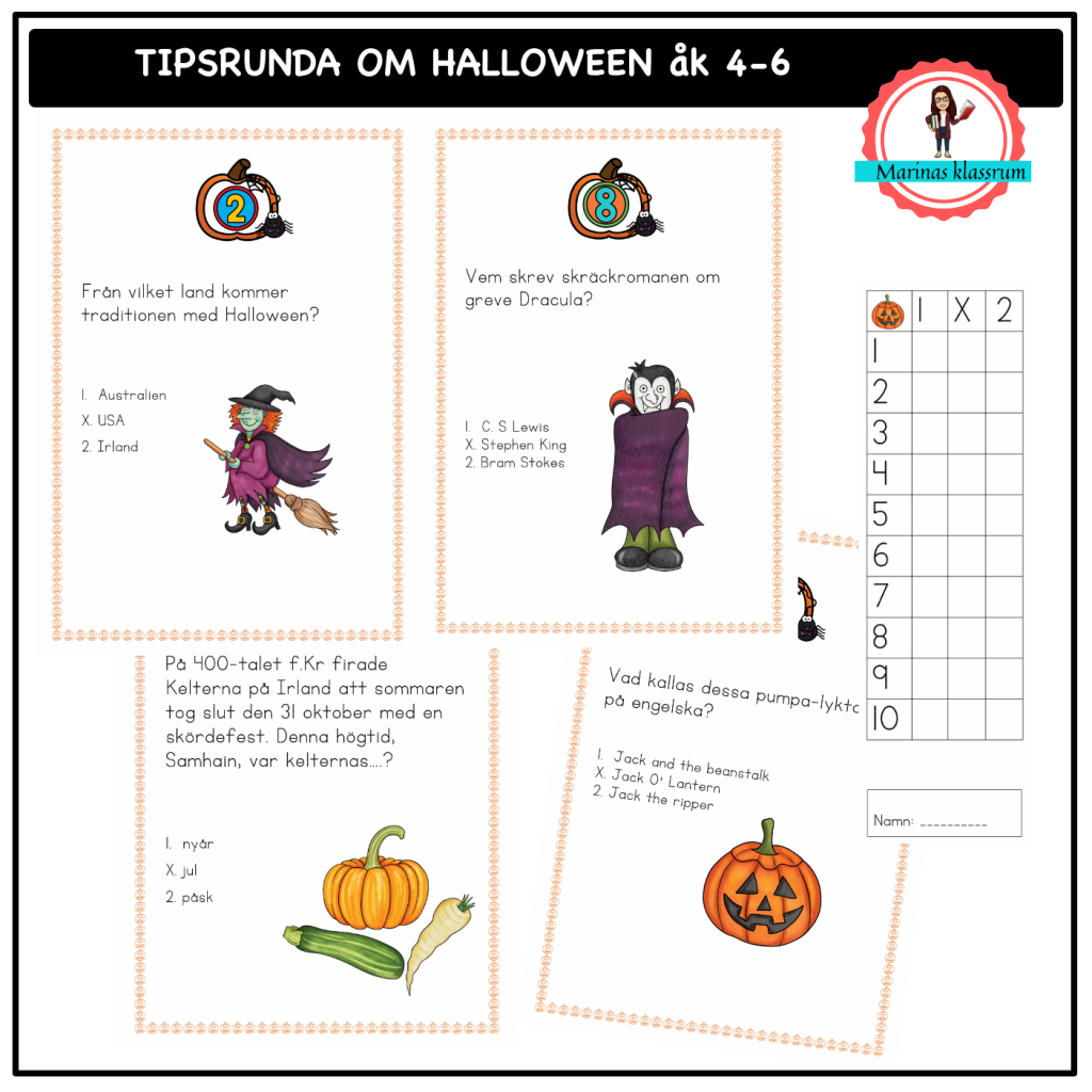 Tipsrunda kring Halloween för äldre elver åk 4-6
