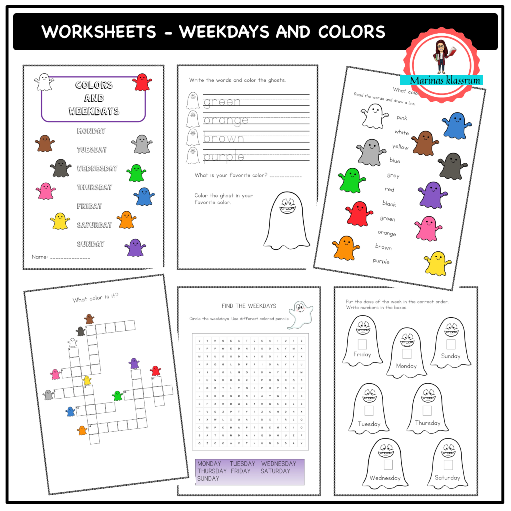 Worksheets – weekdays and colors