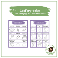 Läsförståelse- läs och färglägg 10 arbetsblad