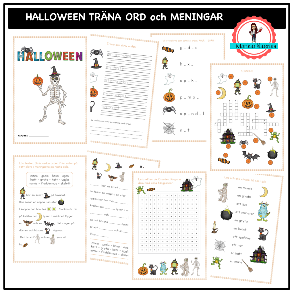 Halloween – träna ord och meningar