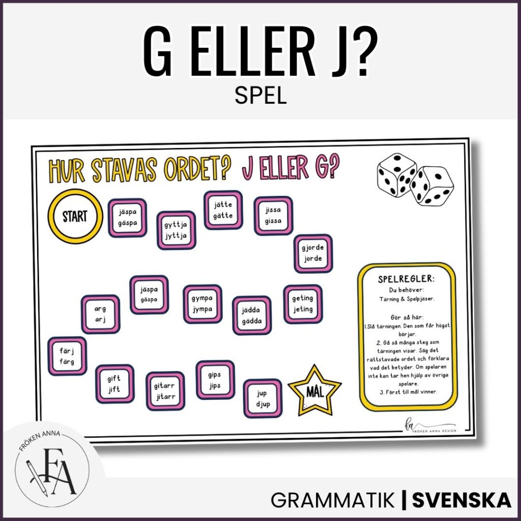 Hur stavas ordet? G – eller J? -Ett stavningsspel