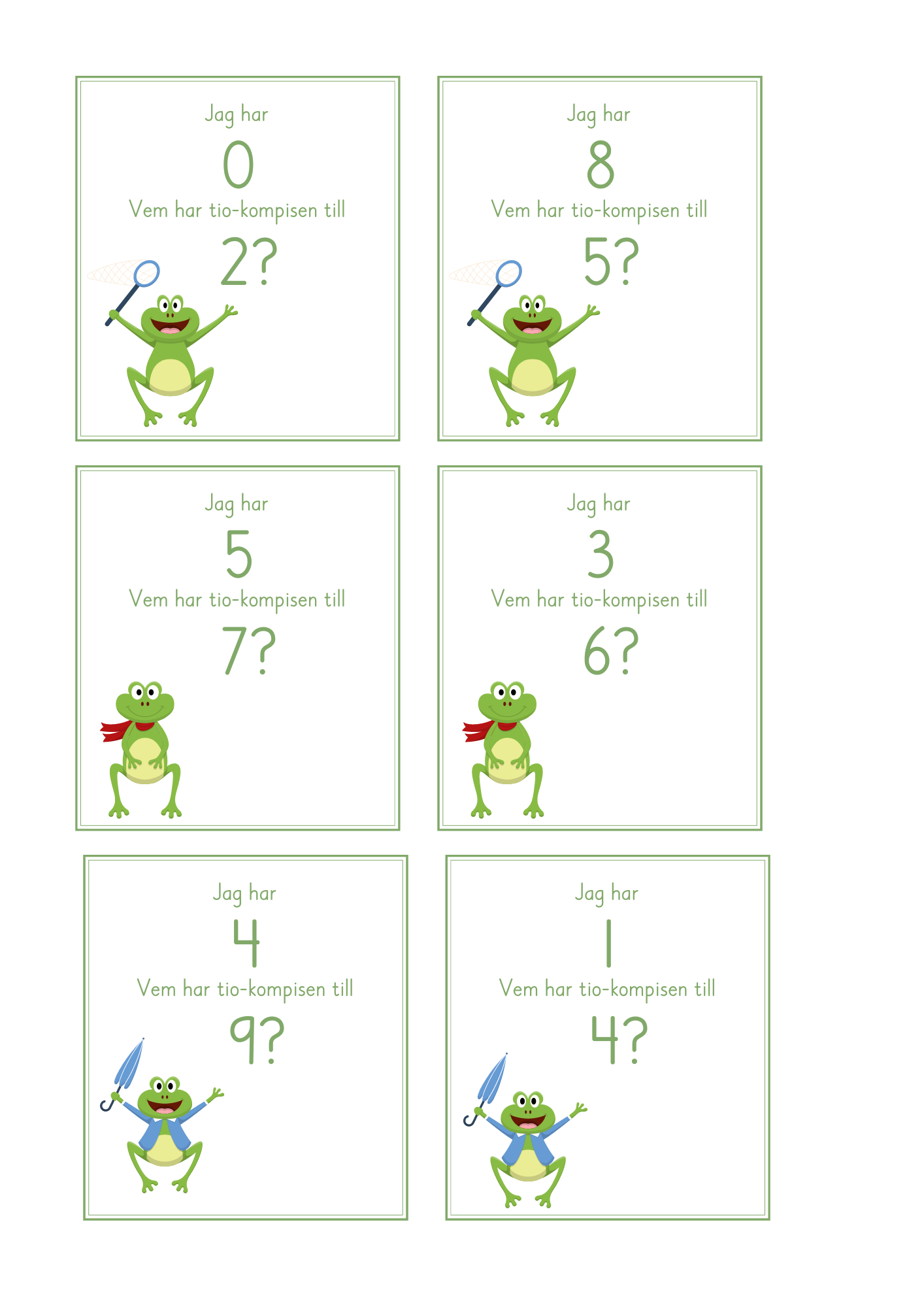 Träna på tio-kompisarna (memory, "pratorm" samt poster)