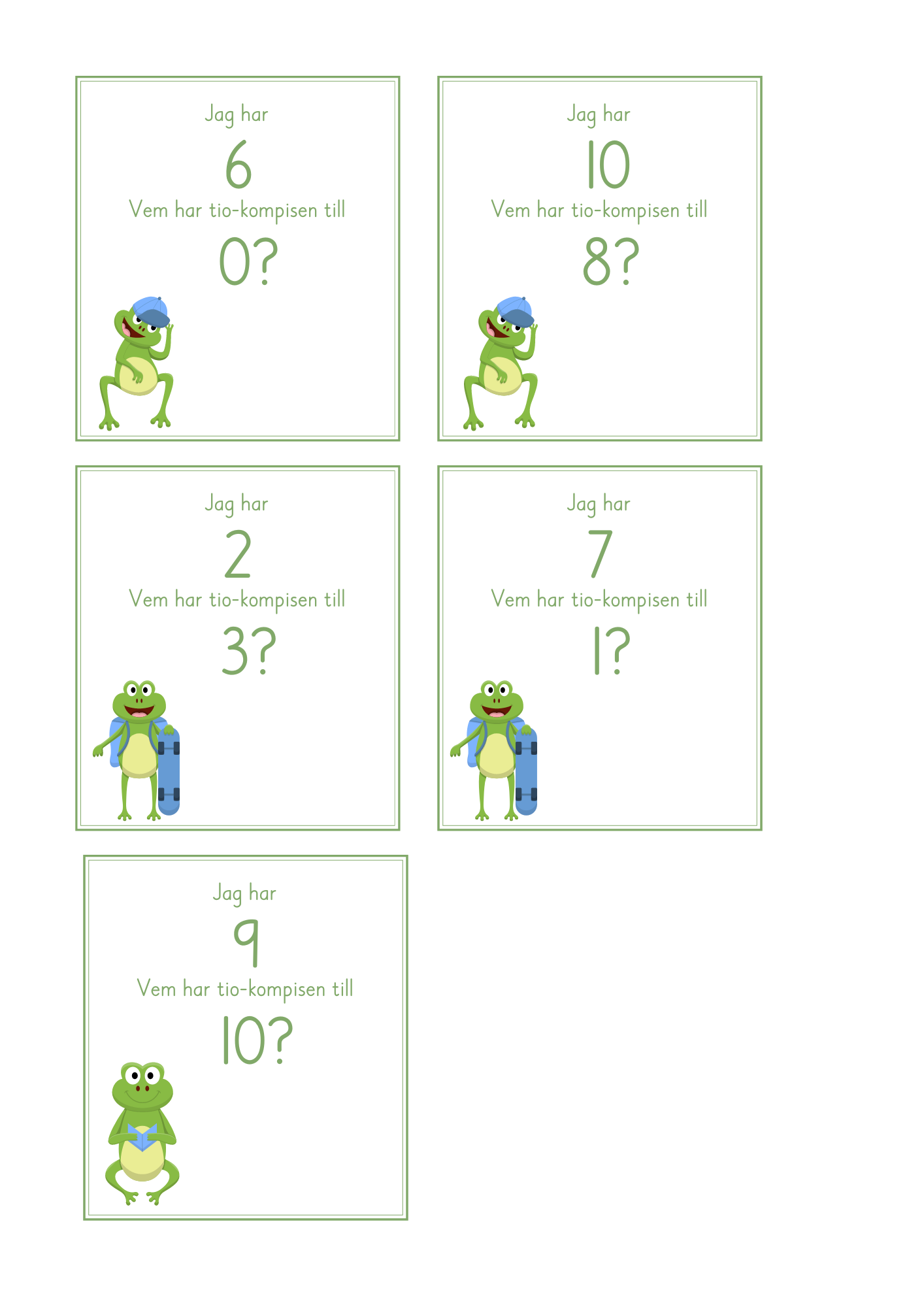 Träna på tio-kompisarna (memory, "pratorm" samt poster)