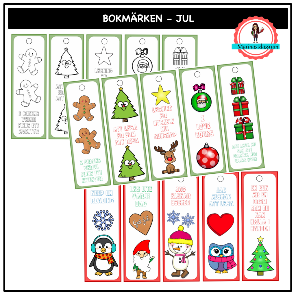 Bokmärken -jul-vinter tema