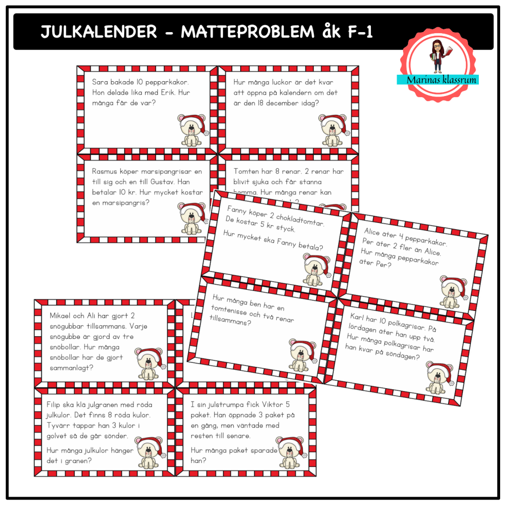 Julkalender – matteproblem åk F-1