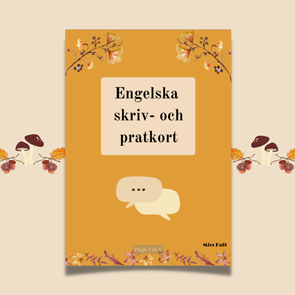 Engelska skriv- och pratkort hösttema