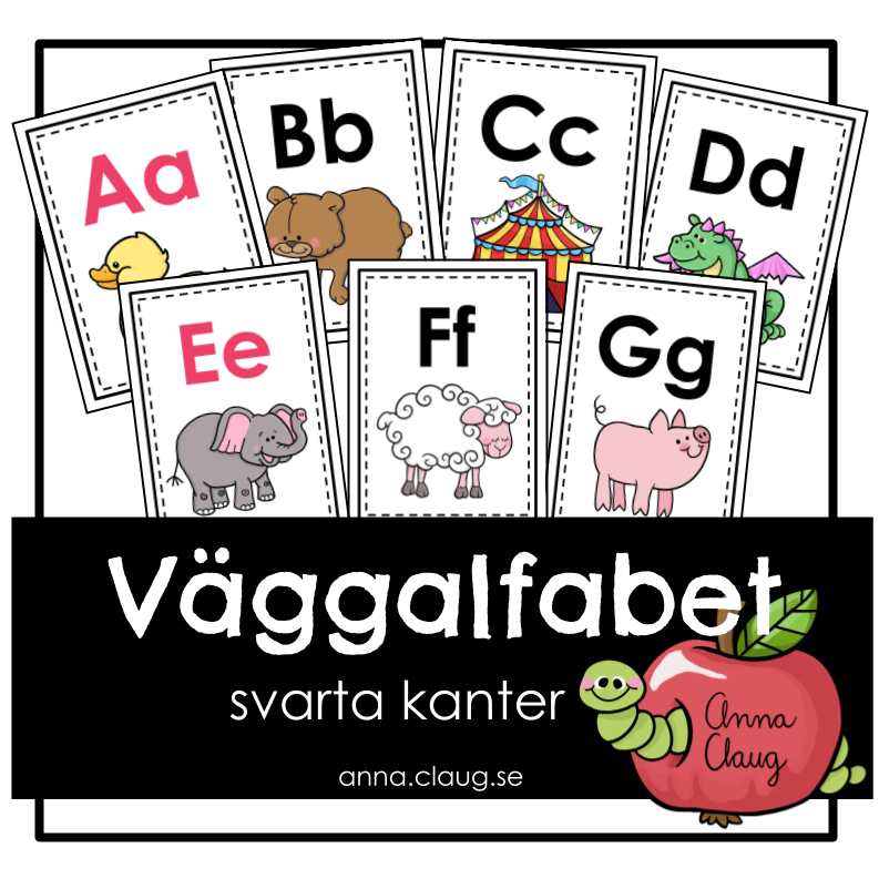 Väggalfabet (svarta kanter)
