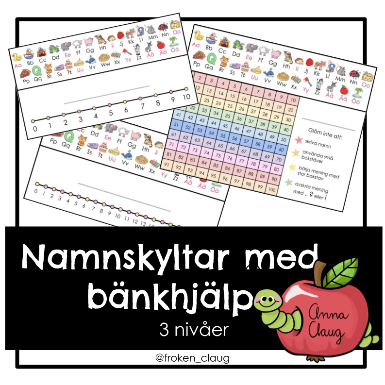 Namnskyltar med bänkhjälp