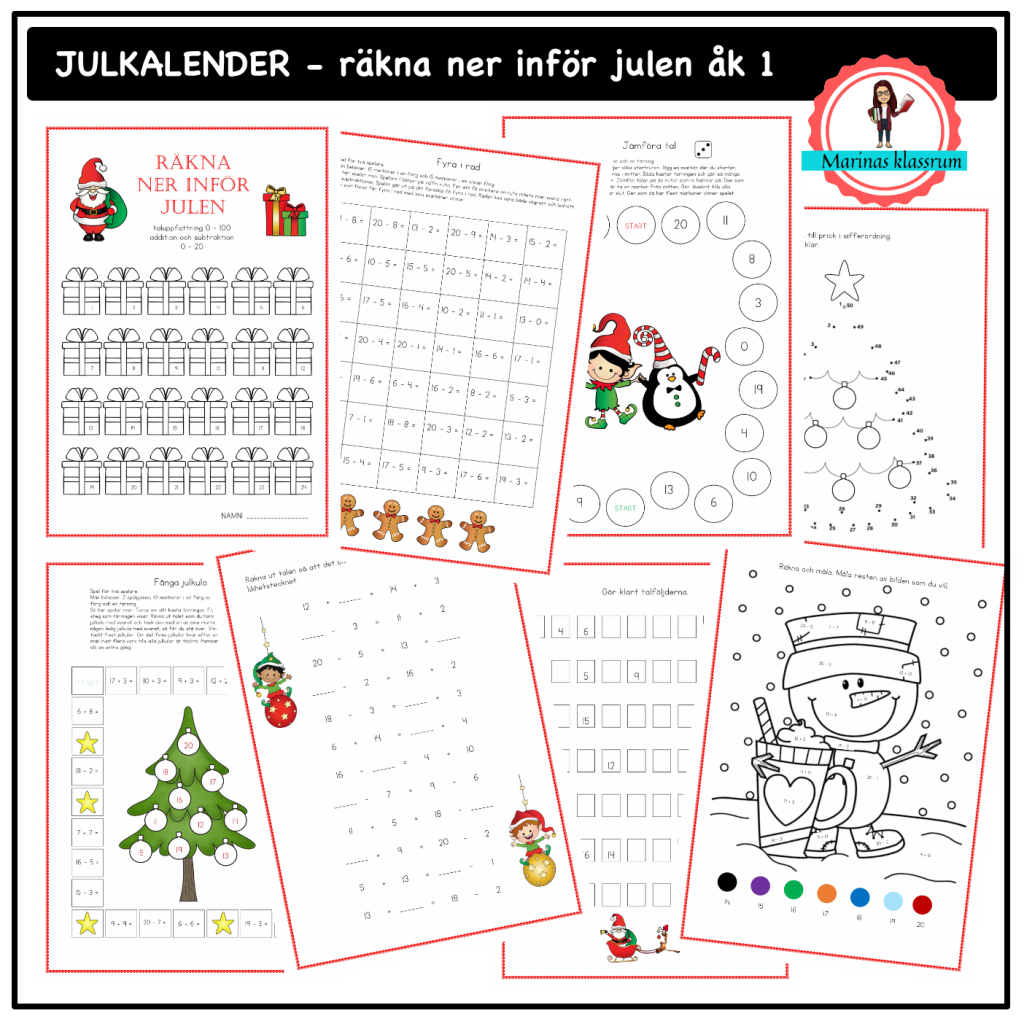 Julkalender räkna ner inför jul åk 1