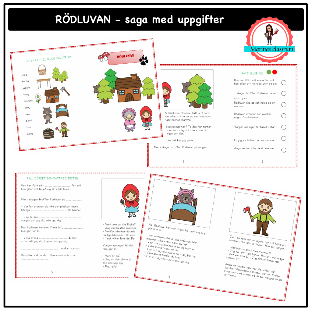 Rödluvan – saga med uppgifter