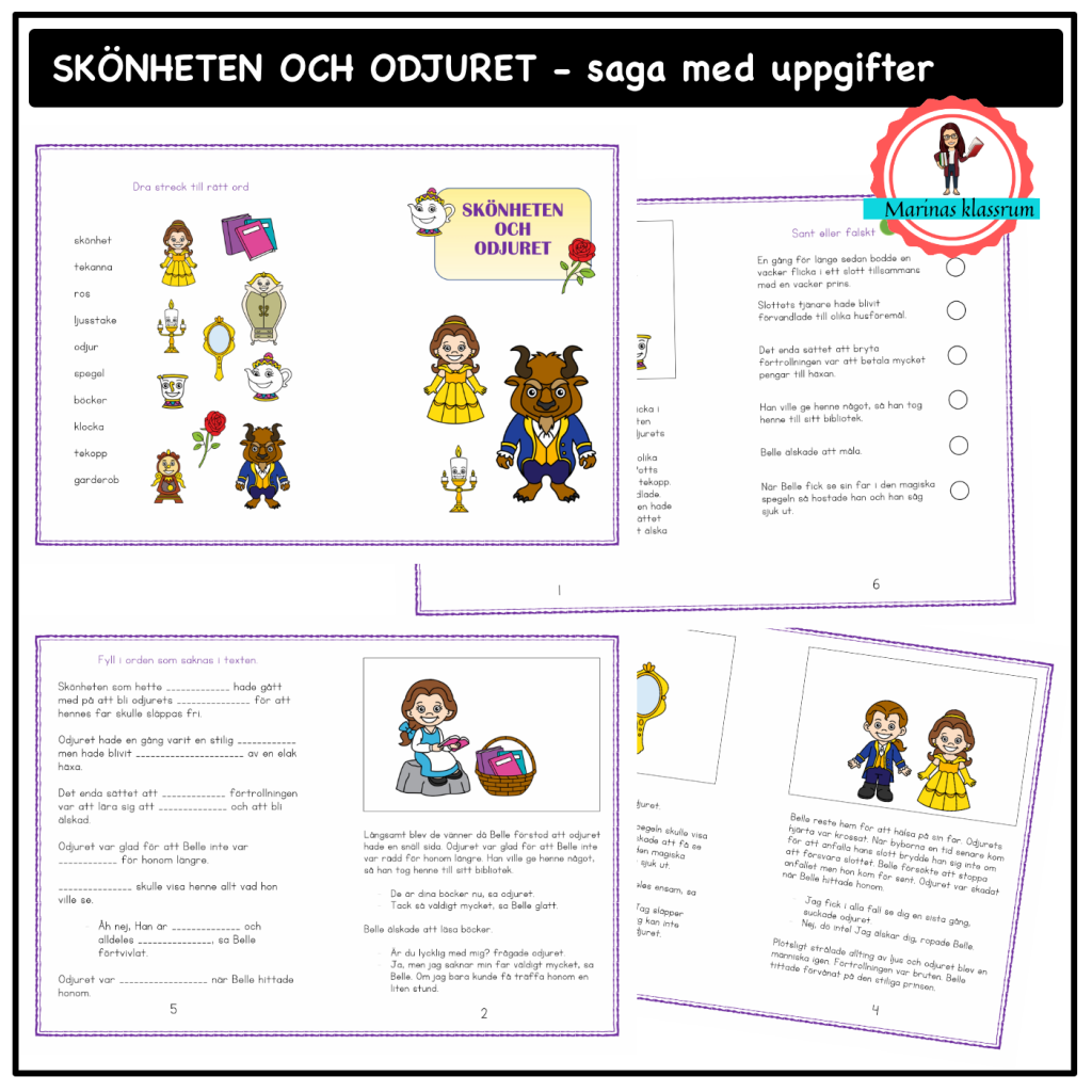 Skönheten och odjuret – saga med uppgifter
