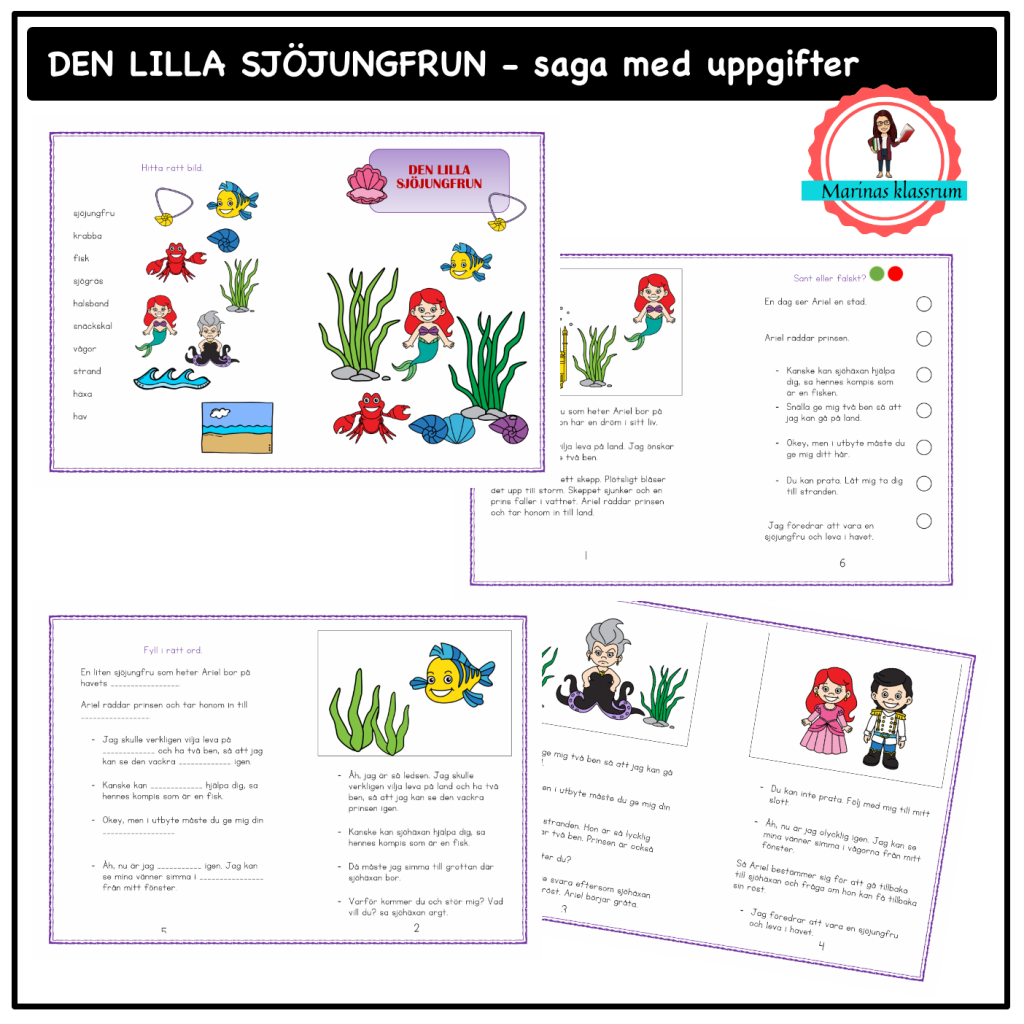 Den lilla sjöjungfrun – saga med uppgifter