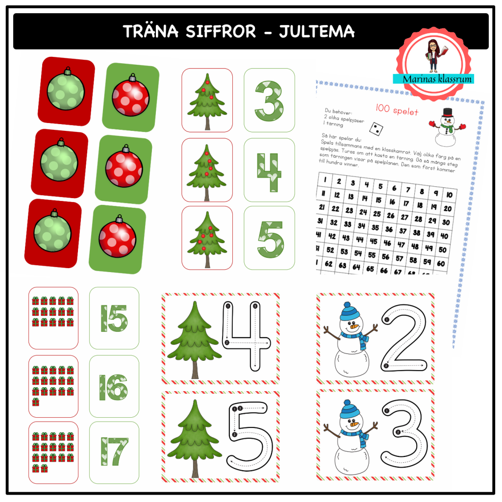 Träna siffror – jultema
