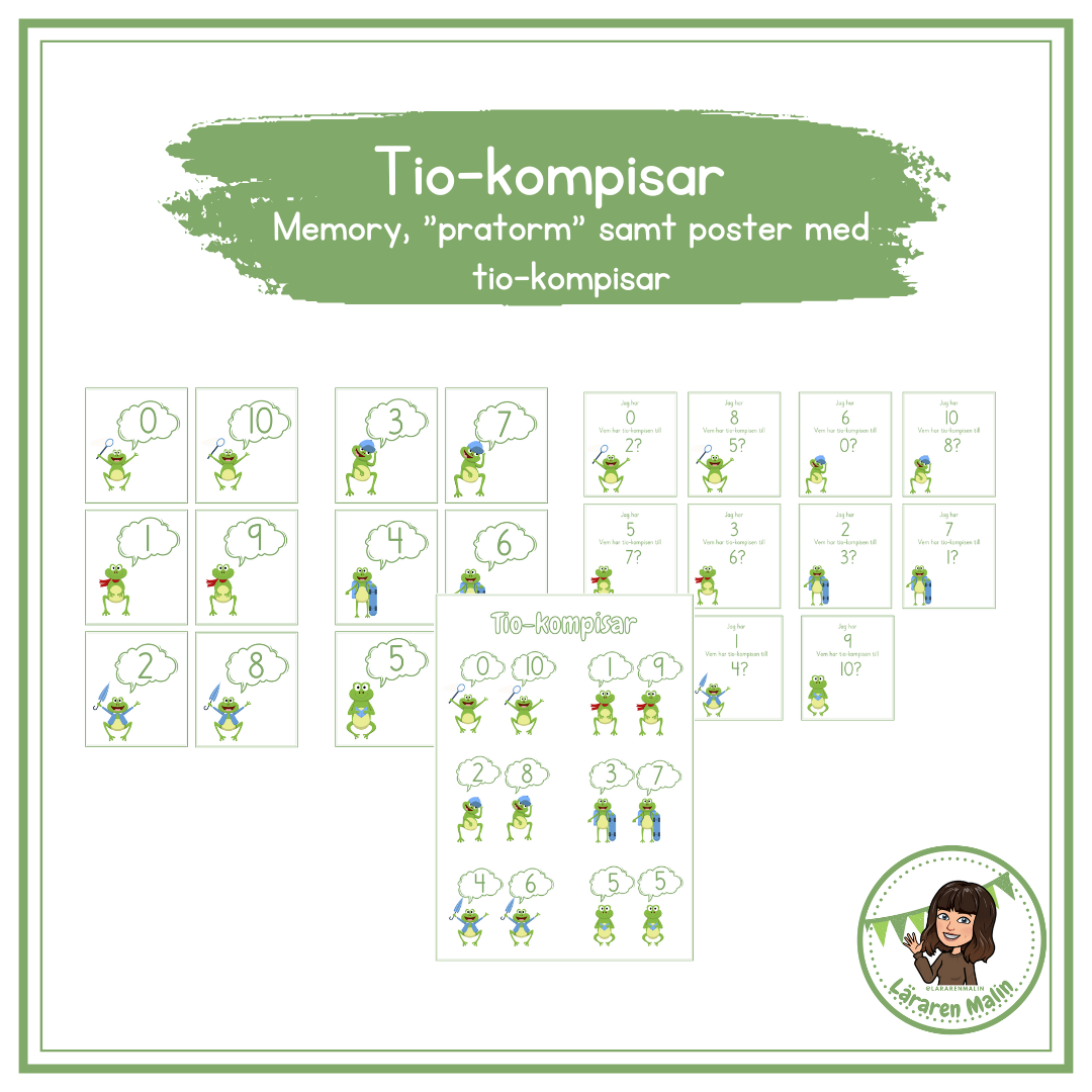 Träna på tio-kompisarna (memory, "pratorm" samt poster)