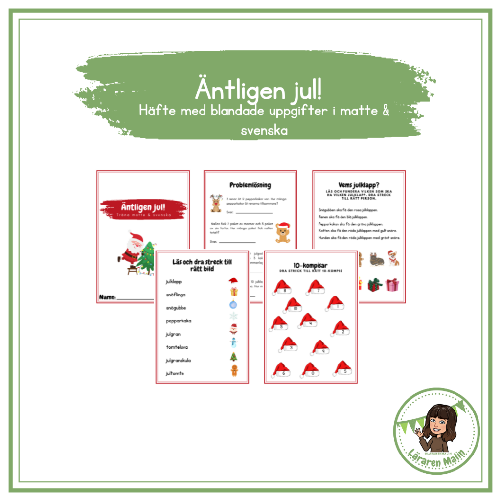 Äntligen jul! (häfte med blandade uppgifter i svenska/matte).