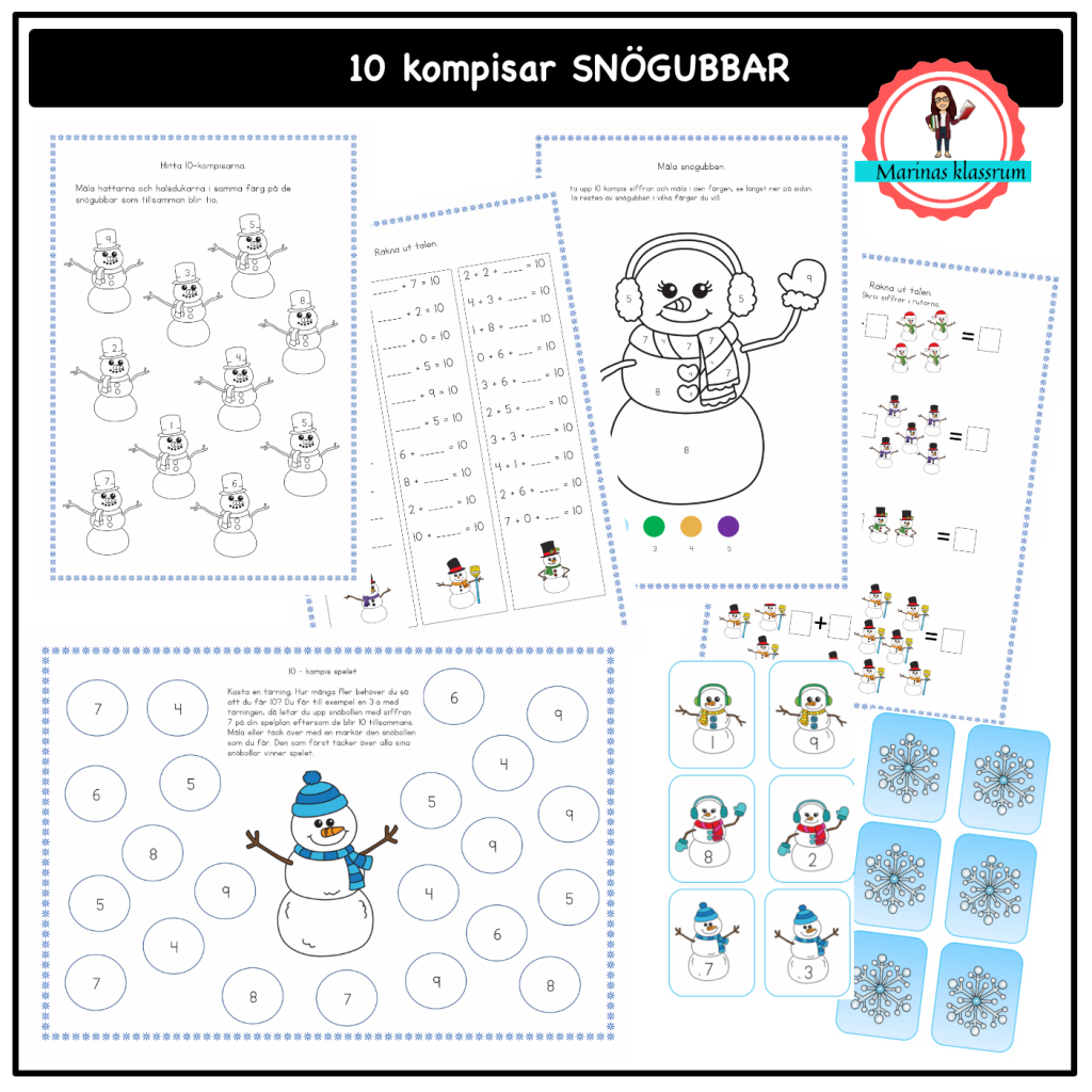 Träna 10 kompisar med snögubbar