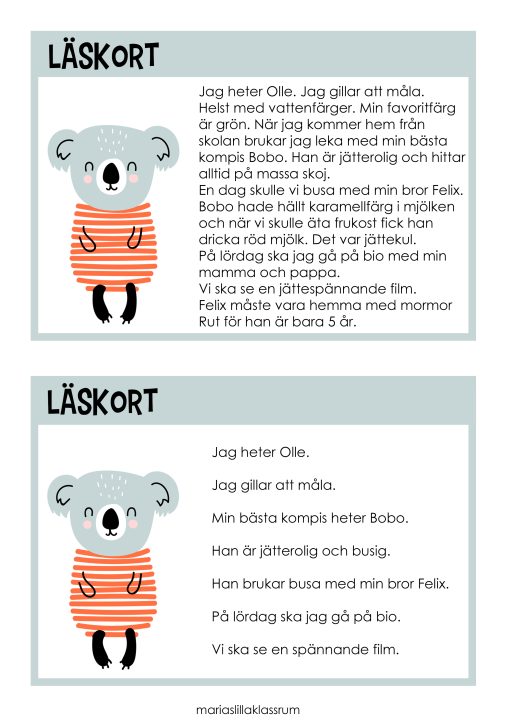 Läskort 2 Nivåer