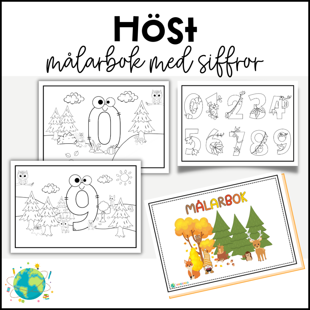 Målarbok – Höst och siffror