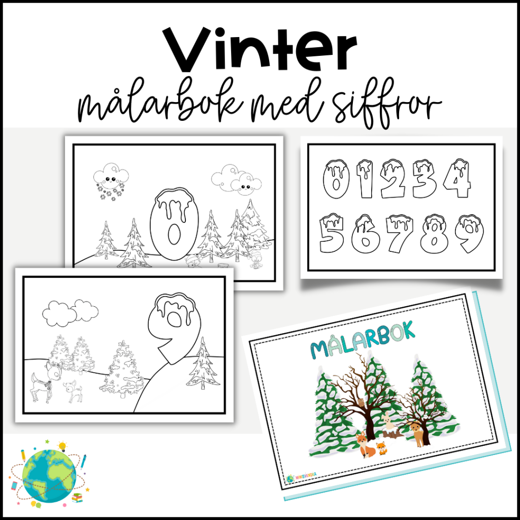 Målarbok – Vinter och siffror