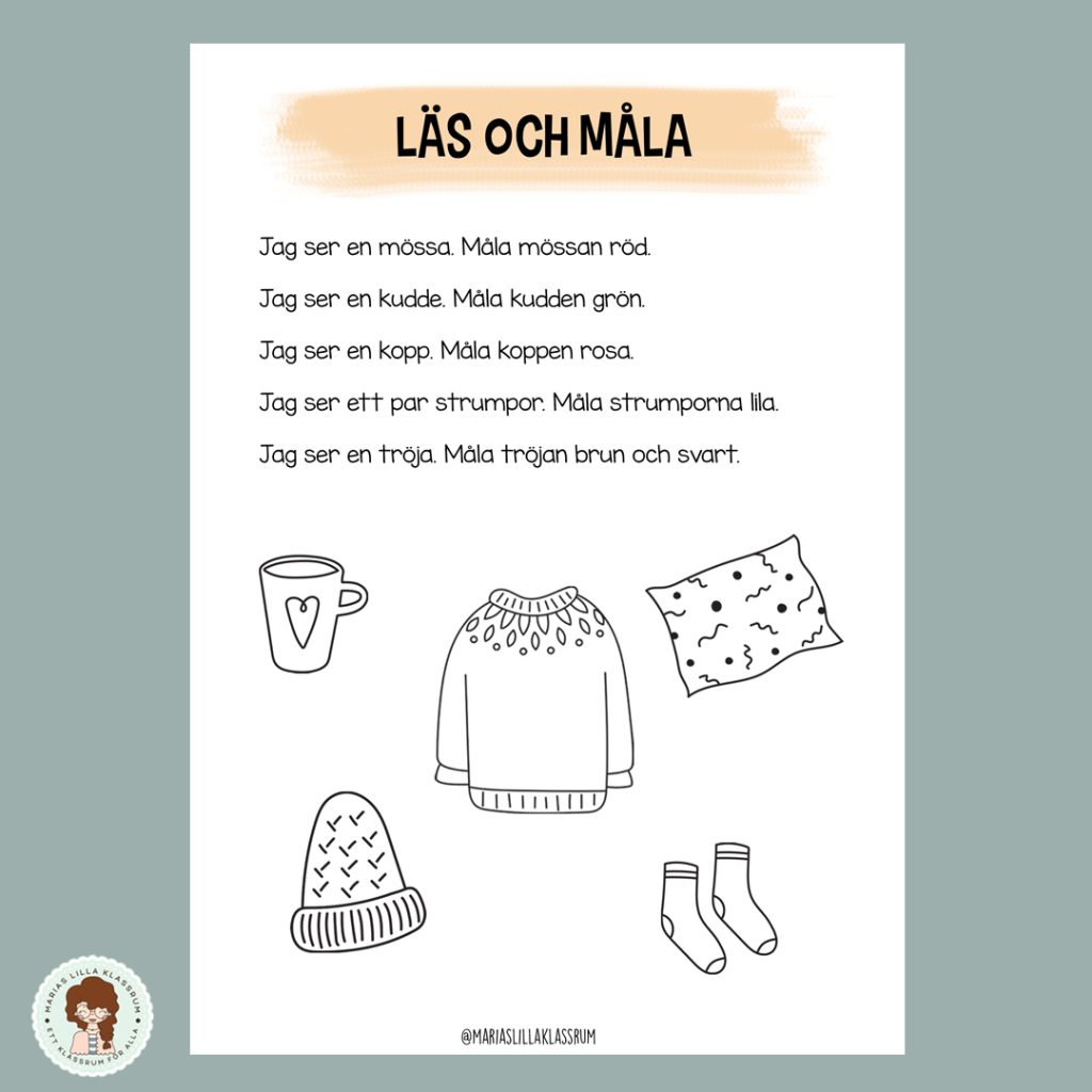 Läs och måla enkla meningar