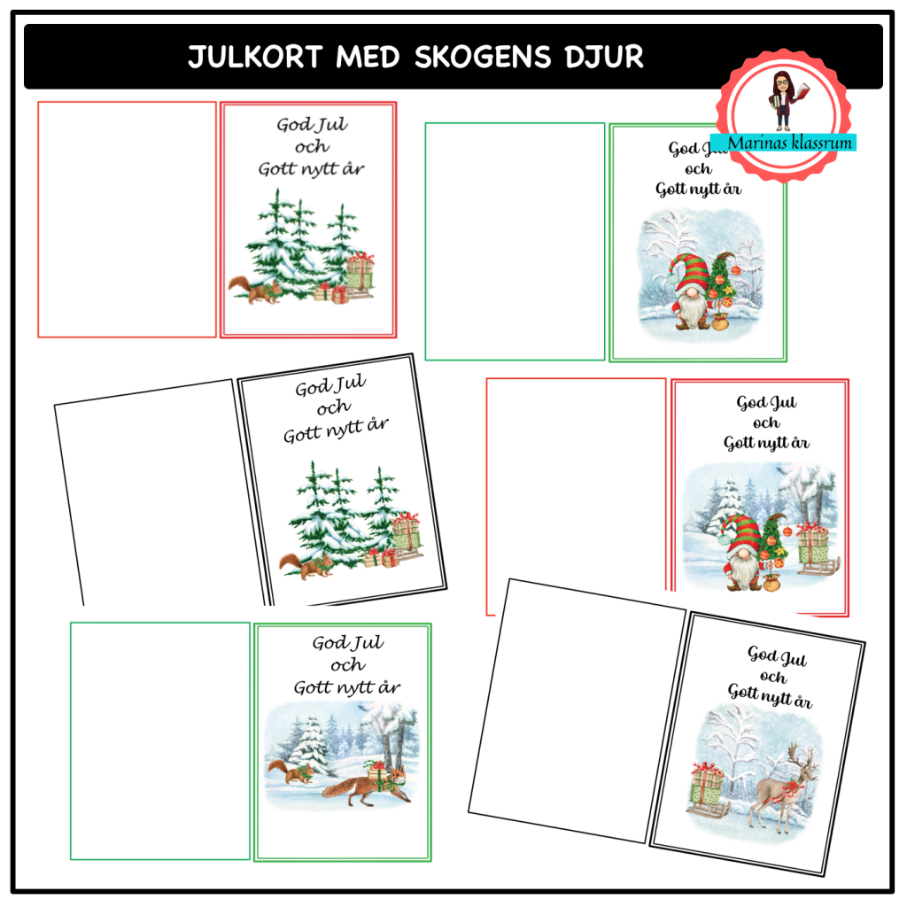 Julkort med skogens djur