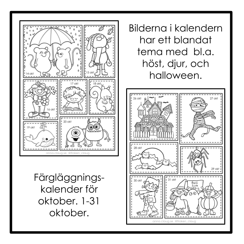 Färgläggningskalender: Oktober