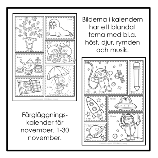 Färgläggningskalender: November