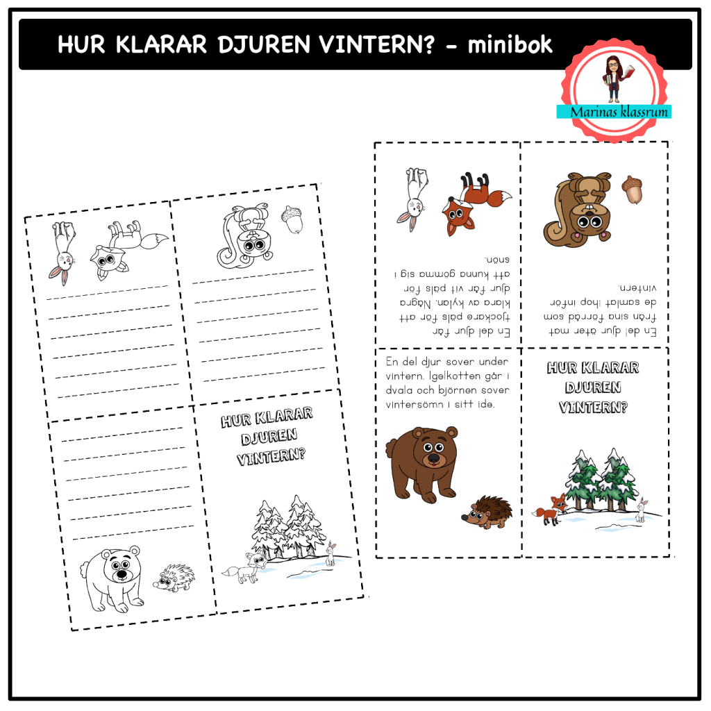 Minibok om djur på vintern