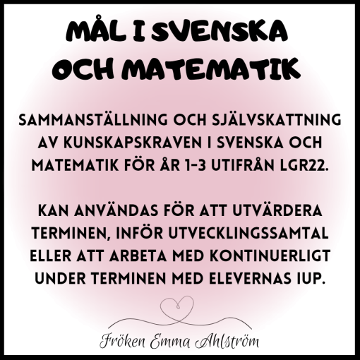 MÅL I SVENSKA OCH MATEMATIK (ÅR 1 - 3)