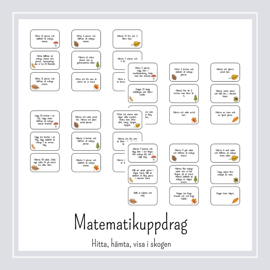 Matematikuppdrag Hitta, hämta och visa i skogen