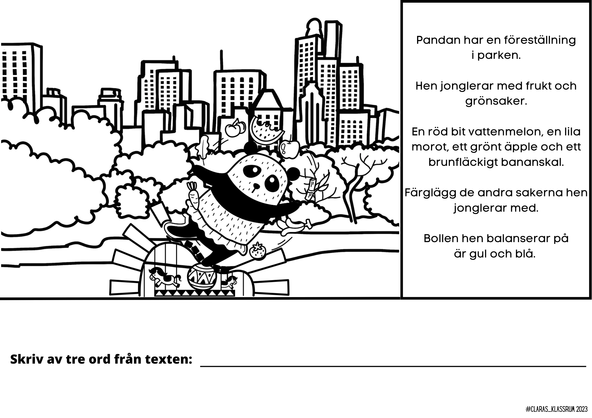 Läs och färglägg - 11 arbetsblad