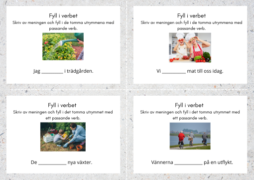 Öva på att skriva - arbetskort på svenska och engelska