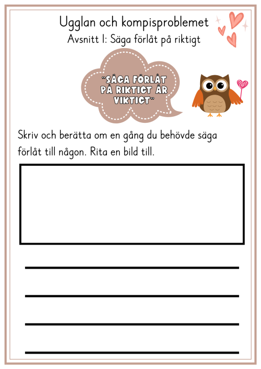 Arbetsblad och poster till Ugglan och kompisproblemet
