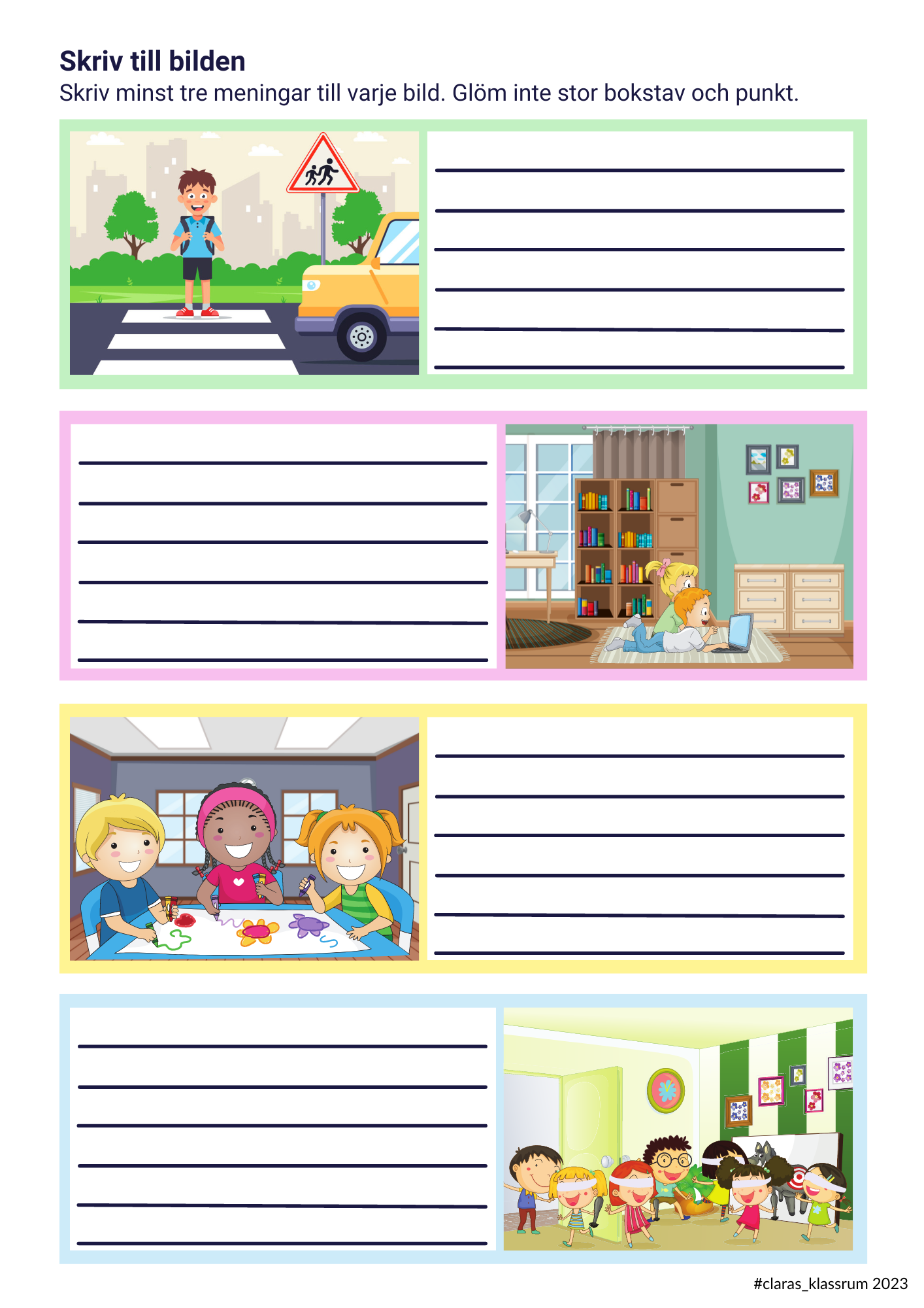 Skriv till bilden - öva på att skriva meningar