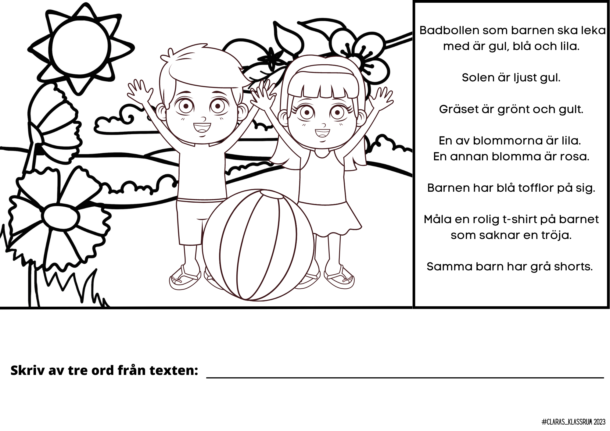 Läs och färglägg - 11 arbetsblad