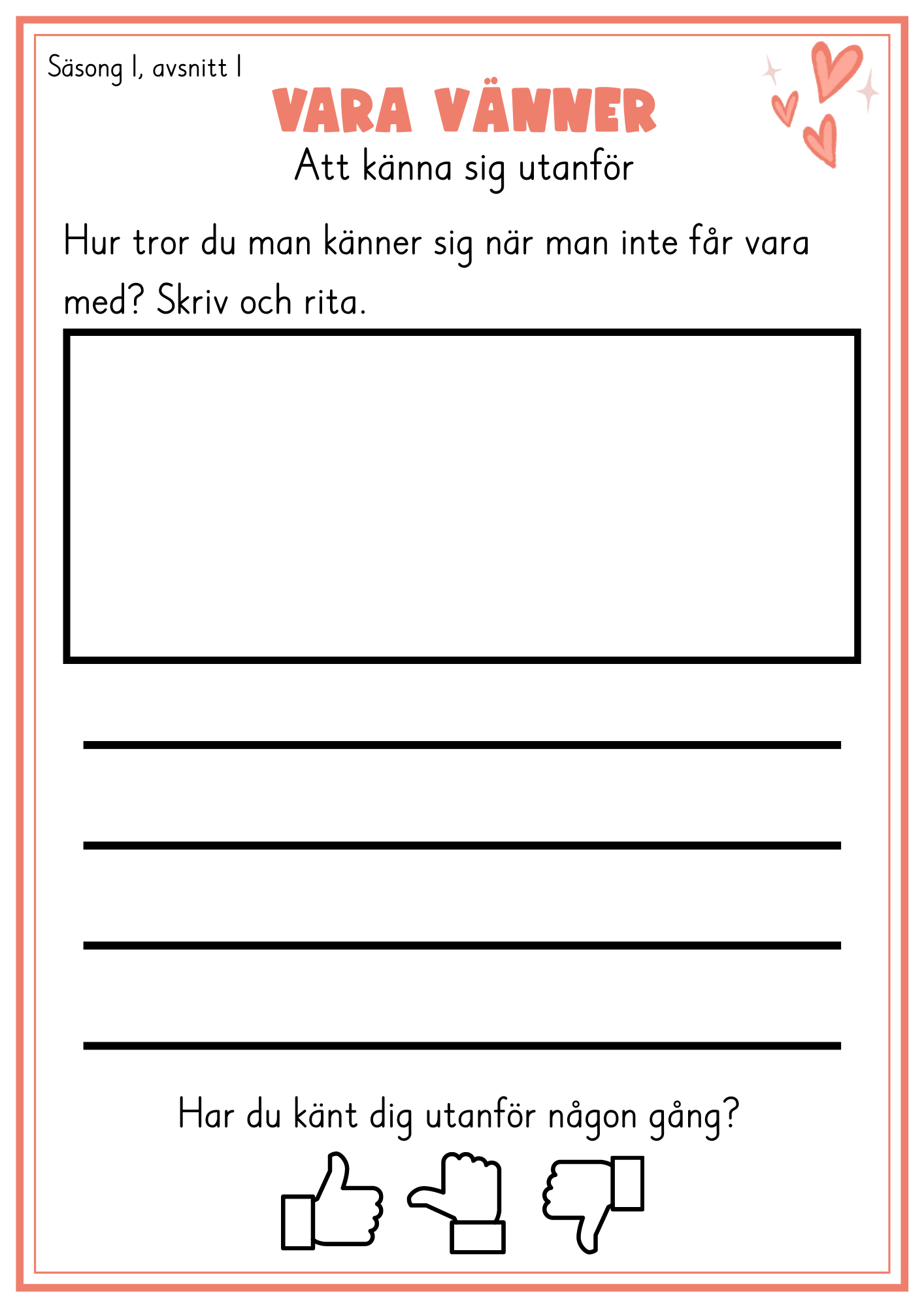 Arbetsblad till Vara vänner- säsong 1